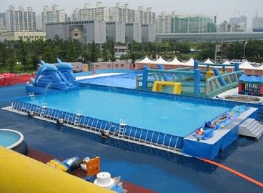 Tela cerata gonfiabile blu del PVC della piscina 0,9 del cortile del metallo dello stagno a terra durevole della struttura