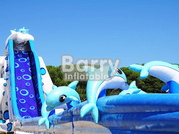 Scivoli gonfiabili enormi del delfino di dimensione adulta gonfiabile gigante animale blu dell'acquascivolo