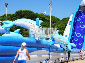 Scivoli gonfiabili enormi del delfino di dimensione adulta gonfiabile gigante animale blu dell'acquascivolo