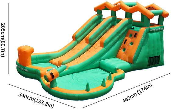 0.55mm PVC Water Slide gonfiabile per bambini Bounce House Blow Up Parco acquatico con 2 scivoli