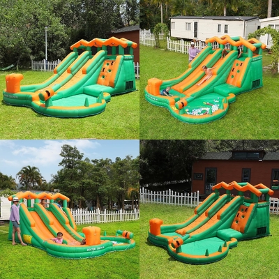 0.55mm PVC Water Slide gonfiabile per bambini Bounce House Blow Up Parco acquatico con 2 scivoli