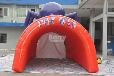 Tunnel gonfiabile gigante di calcio del PVC di progettazione fresca rossa impermeabile del ragno, tenda gonfiabile del tunnel