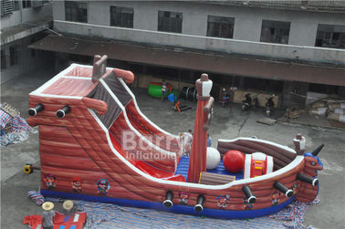 Nave di pirata combinata gonfiabile commerciale attraente, scorrevole rimbalzante del castello con la corsa ad ostacoli