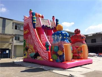 Parco di divertimenti gigante all'aperto dello scivolo gonfiabile/esplosione di Candy 0.55mm della tela cerata rosa del PVC
