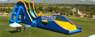 Scorrevoli asciutti e bagnati blu, scorrevole gonfiabile di calcio di rimbalzo con i doppi vicoli per il parco di divertimenti