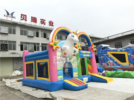 Parco su misura di rimbalzo del PVC Unicorn Inflatable Jumping Bouncer House per attività
