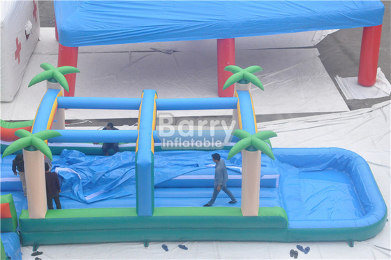 Materiale commerciale del PVC di Tress Blow Up Water Slide 0.55mm della giungla