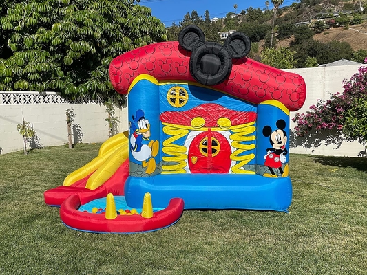 Camera gonfiabile di Disney Mickey Mouse Funhouse Outdoor Bounce dei buttafuori del PVC di 0.55mm con lo scorrevole