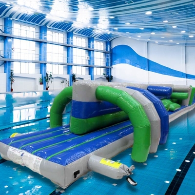 Fantastici giocattoli d'acqua gonfiabili 15M Twin Track Pool Acqua gonfiabile Corso di ostacoli galleggianti