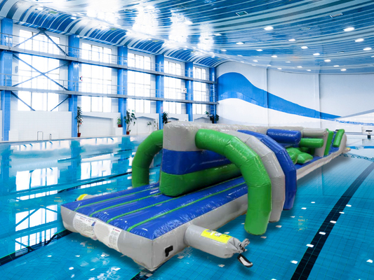 Fantastici giocattoli d'acqua gonfiabili 15M Twin Track Pool Acqua gonfiabile Corso di ostacoli galleggianti