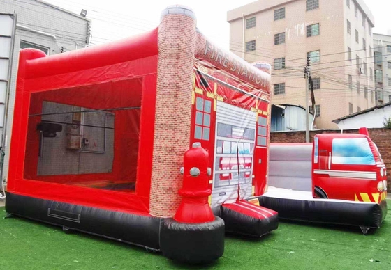 OEM ODM 3 in 1 stazione di pompieri casa rimbalzo con piscina rimbalzo Jumper castello scivolo d'acqua ostacolo per bambini