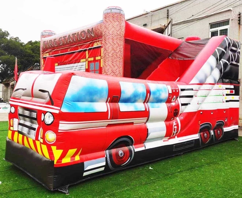 OEM ODM 3 in 1 stazione di pompieri casa rimbalzo con piscina rimbalzo Jumper castello scivolo d'acqua ostacolo per bambini