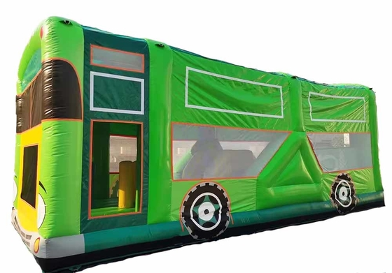 Commerciale Adulti Bambini Pastello Festa Autobus scolastico Casa rimbalzo Con piccolo scivolo e percorso di ostacoli