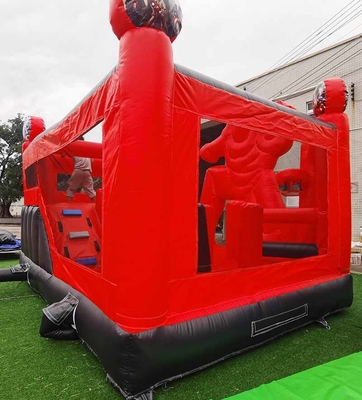Bouncer gonfiabile personalizzato con tema cartone animato Iron Man Bounce House con scivolo