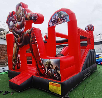Bouncer gonfiabile personalizzato con tema cartone animato Iron Man Bounce House con scivolo