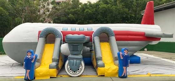 Logo personalizzato stampato Airplane Bounce House Combo Unit con kit di riparazione di diapositive incluso
