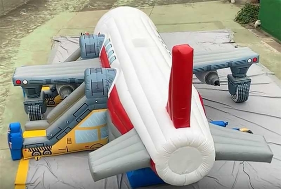 Logo personalizzato stampato Airplane Bounce House Combo Unit con kit di riparazione di diapositive incluso