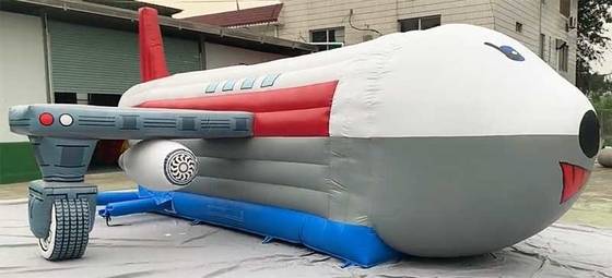 Logo personalizzato stampato Airplane Bounce House Combo Unit con kit di riparazione di diapositive incluso