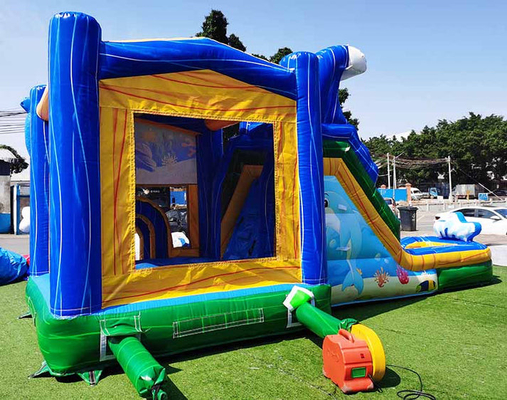 Casa a sbalzo fatta su misura con delfino con scivolo mondo subacqueo tematico castello a saltare per bambini