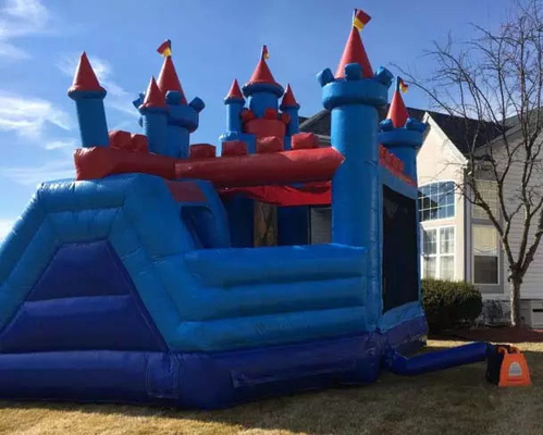 Castello della Principessa Indoor/Outdoor Blu & Red Bouncy Castle con slider per il tuo evento