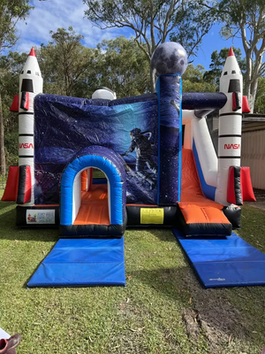 Personalizza lo Space Shuttle Casa rimbalzo con scivolo per bambini Salto arrampicata