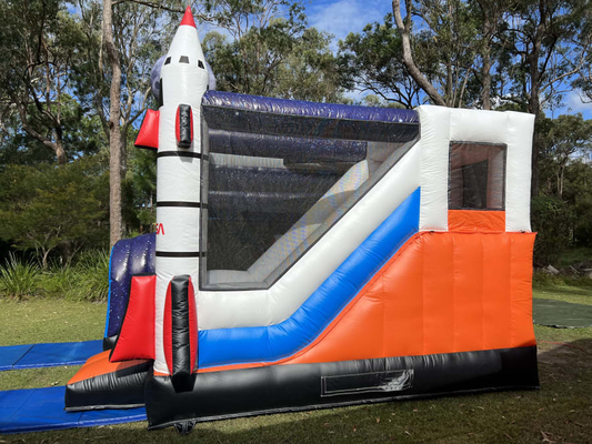 Personalizza lo Space Shuttle Casa rimbalzo con scivolo per bambini Salto arrampicata