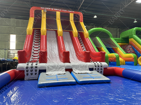 Casa gonfiabile all'aria aperta grande casa gonfiabile per adulti bambini scivolo in PVC con piscina parco acquatico gonfiabile per divertimento parco divertimento