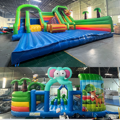 Funny Crazy Ride Parco di divertimenti Giochi Animal Bg Bouncer Corso di ostacoli Slide Parco a tema gonfiabile