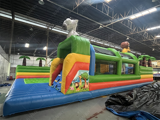 Funny Crazy Ride Parco di divertimenti Giochi Animal Bg Bouncer Corso di ostacoli Slide Parco a tema gonfiabile