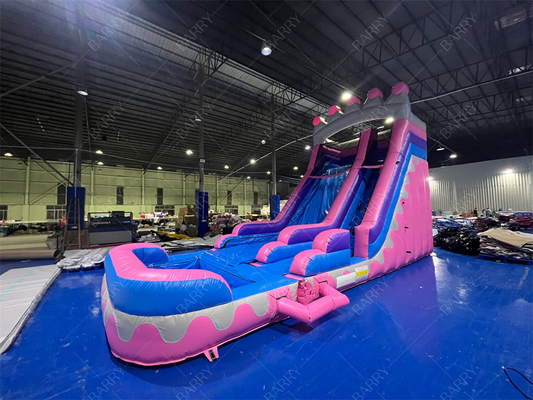8.4x3.6x6m Jumper personalizzato Bouncy Kids Pink Princess Slide d'acqua gonfiabili per festa