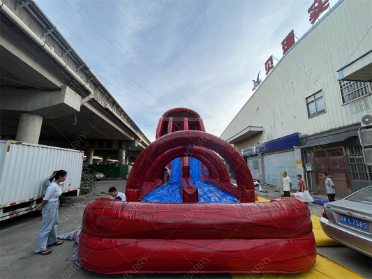 Fabbrica su misura Commerciale Rosso Gigante Scivolo Acquatico Emozionante gonfiabile scivola N Fly Zip Line Sport Game