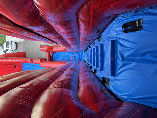 Fabbrica su misura Commerciale Rosso Gigante Scivolo Acquatico Emozionante gonfiabile scivola N Fly Zip Line Sport Game