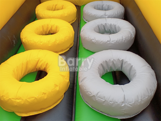 Giant Outdoor Water Dry Inflatable Theme Park National Indoor Big Bounce House With Wipe Out Game Slide Parete di arrampicata