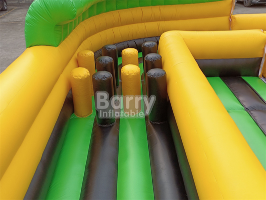 Giant Outdoor Water Dry Inflatable Theme Park National Indoor Big Bounce House With Wipe Out Game Slide Parete di arrampicata