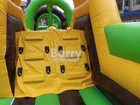 Giant Outdoor Water Dry Inflatable Theme Park National Indoor Big Bounce House With Wipe Out Game Slide Parete di arrampicata