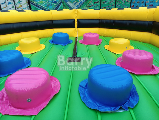 Giant Outdoor Water Dry Inflatable Theme Park National Indoor Big Bounce House With Wipe Out Game Slide Parete di arrampicata