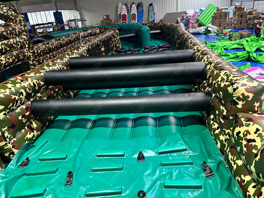 Ostacolo gonfiabile mimetico per giochi, colore mimetico militare, percorso a ostacoli per il campo di addestramento dell'esercito