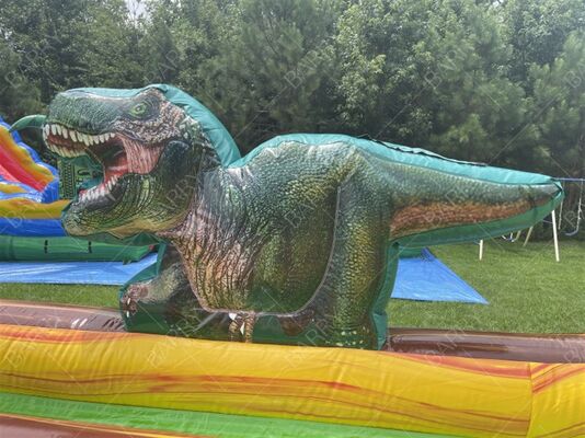 Scivolo d'acqua gonfiabile a forma di dinosauro commerciale in offerta speciale con piscina per bambini