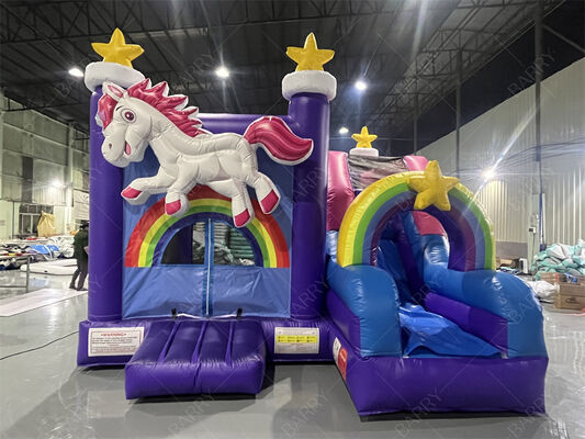 Commercial Grade Unicorn Bounce House con Slide Rainbow Star Tematico Combo gonfiabile per bambini Feste & Eventi