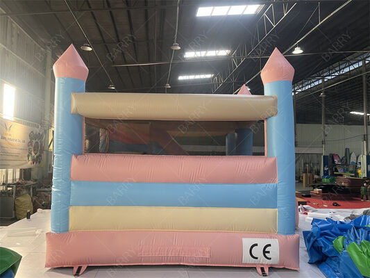 Castello gonfiabile da principessa rosa e blu pastello con scivolo