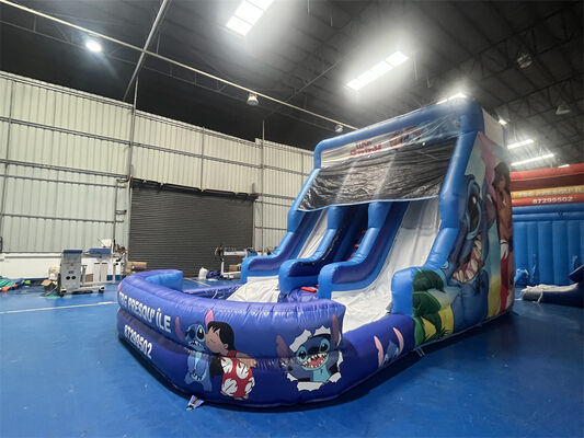 Scivolo Gonfiabile a Tripla Corsia a Tema Lilo & Stitch | Scivolo d'Acqua Commerciale per Bambini