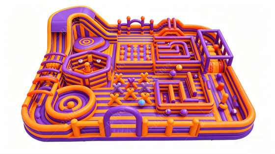 Neon Party Fun City gonfiabile All-in-One LED Light Bounce & Obstacle Course con diapositiva PVC commerciale per mercati notturni, eventi e feste a tema