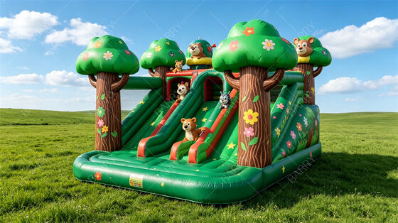 Jungle Treehouse Casa gonfiabile a rimbalzo con diapositive Commercial Kids Party Combo
