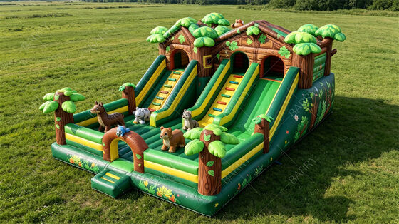 Jungle Treehouse Casa gonfiabile a rimbalzo con diapositive Commercial Kids Party Combo
