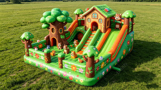 Jungle Treehouse Casa gonfiabile a rimbalzo con diapositive Commercial Kids Party Combo