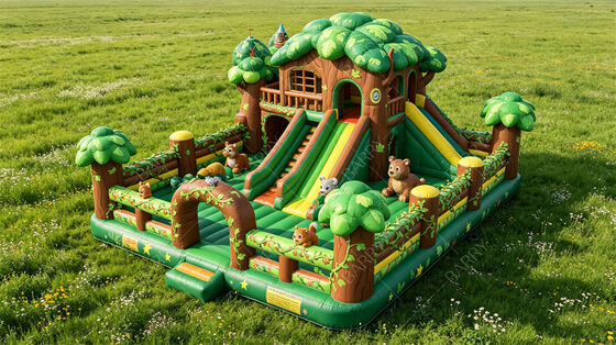 Jungle Treehouse Casa gonfiabile a rimbalzo con diapositive Commercial Kids Party Combo