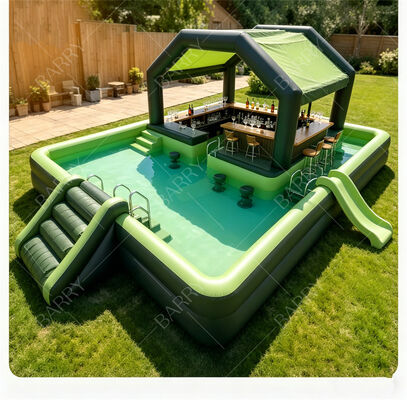 Premium gonfiabile piscina galleggiante Bar con scivolo e baldacchino