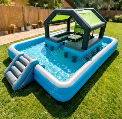 Premium gonfiabile piscina galleggiante Bar con scivolo e baldacchino