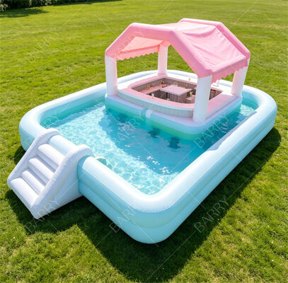 Premium gonfiabile piscina galleggiante Bar con scivolo e baldacchino