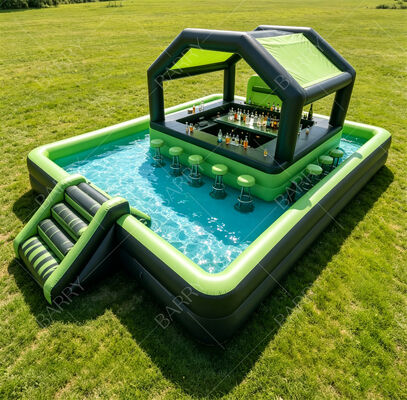 Premium gonfiabile piscina galleggiante Bar con scivolo e baldacchino